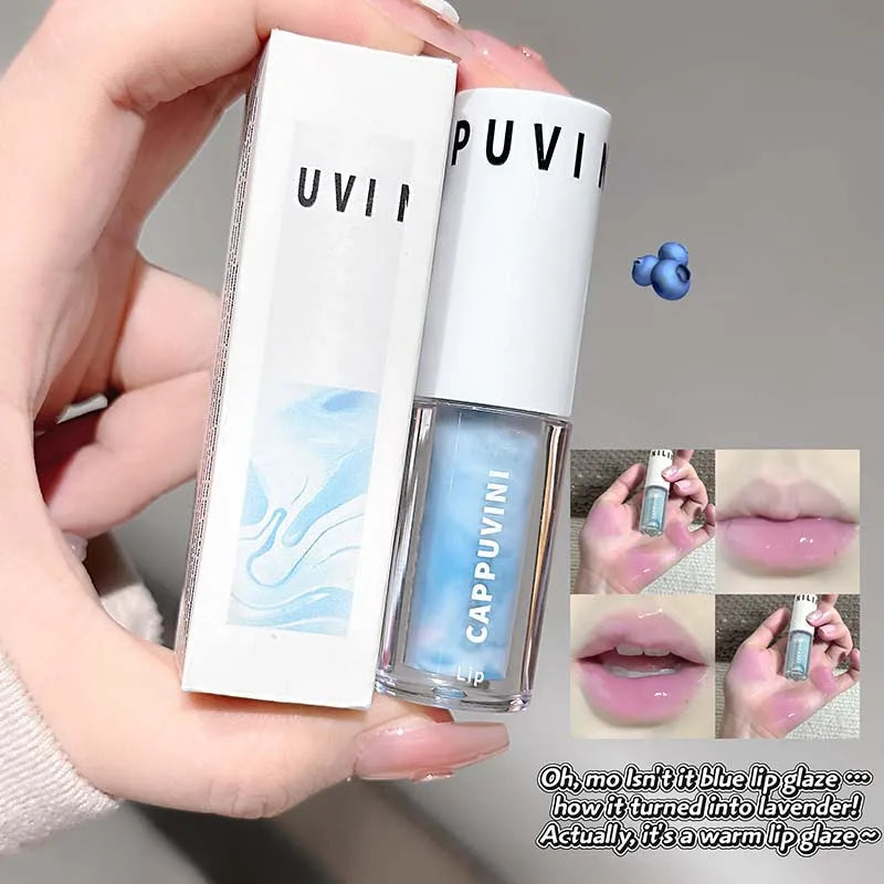 Clear Grey Purple Lip Gloss Temperature Changing Waterlight Mirror Lip Glaze Crystal Tint Plumper Moisturizing Lip Oil Makeup