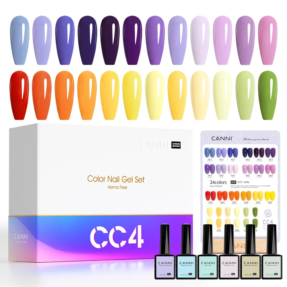9ml CANNI CC8 HEMA FREE Nail Gel Polish Kit Nail Manicure Full Coverage Solid Color Summer Nails Soak off UV LED Nail Gel Set