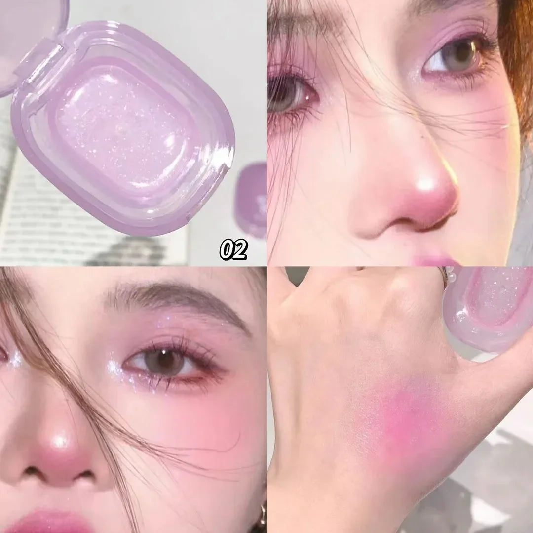 Jelly Fine Flash Blush Moisturizing Lip Cheek Dye Lip Gloss Long-lasting Brightening Natural Temperature Change Shimmer Blusher