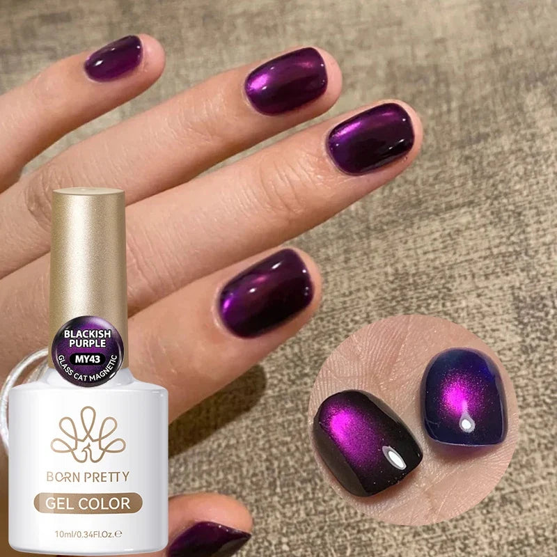 BORN PRETTY Gold Pink Cat Magnetic Gel Polish 10ml Water Light Spaking Glitter  Soak Off UV Semi Permanent Varnish Manicure