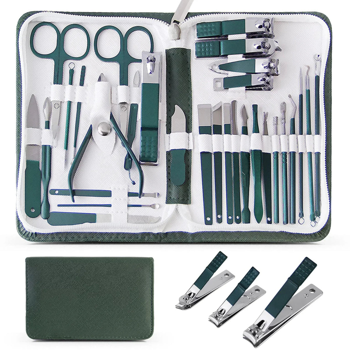 30 pcs Nail Clippers Manicure Tool Set, With Portable Travel Case, Cuticle Nippers And Cutter Kit, Professional Nail Clippers
