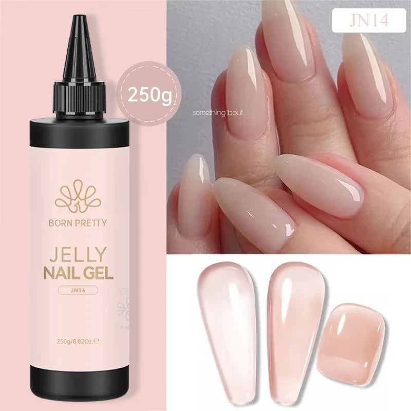 BORN PRETTY 250g Milky White Jelly Nude Gel Nail Polish Refilled Package Translucent Clear Semi Permanent Soak Off UV Gel