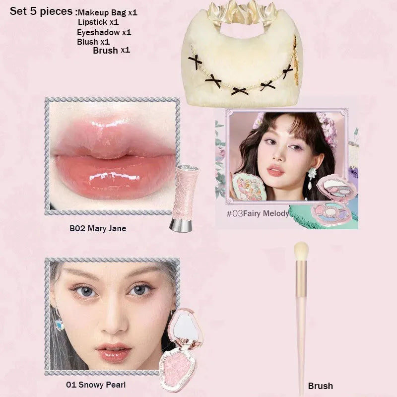 Flower Knows All In One Makeup Set Gift Box Garden Cushion Cream Foundation Matte Blush Long Lasting Velvet Lip Cream With Bag