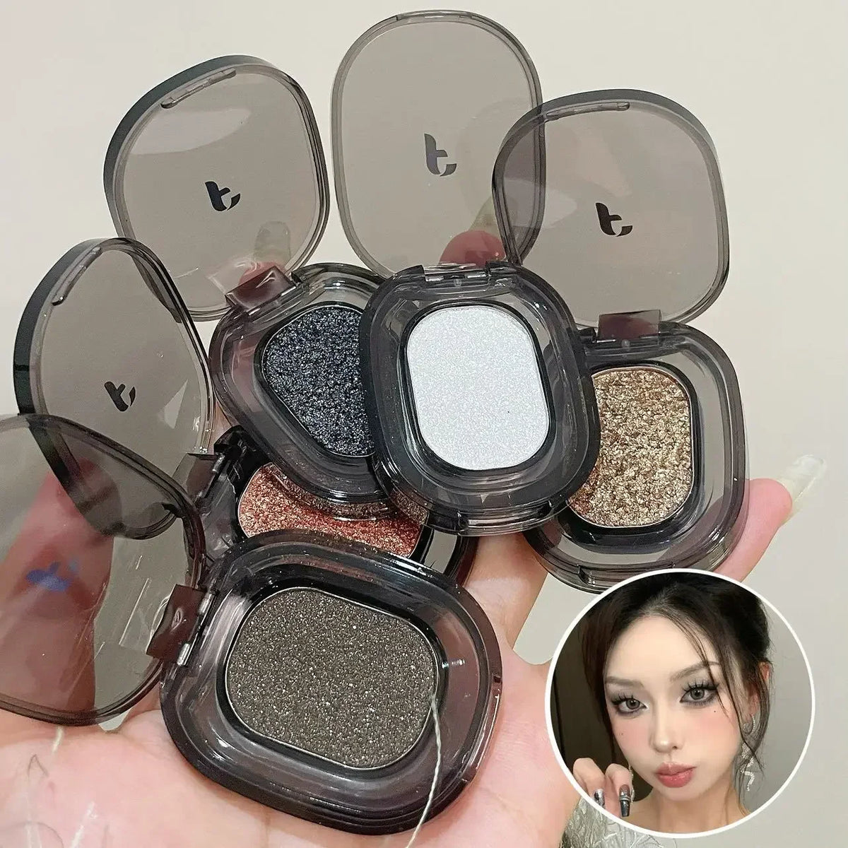 Glitter Punk Smoky Black Eyeshadow Makeup Palette Metallic Dark Silver Eye Shadow Highlighter Pearl Brown Eyes Pigments Cosmetic