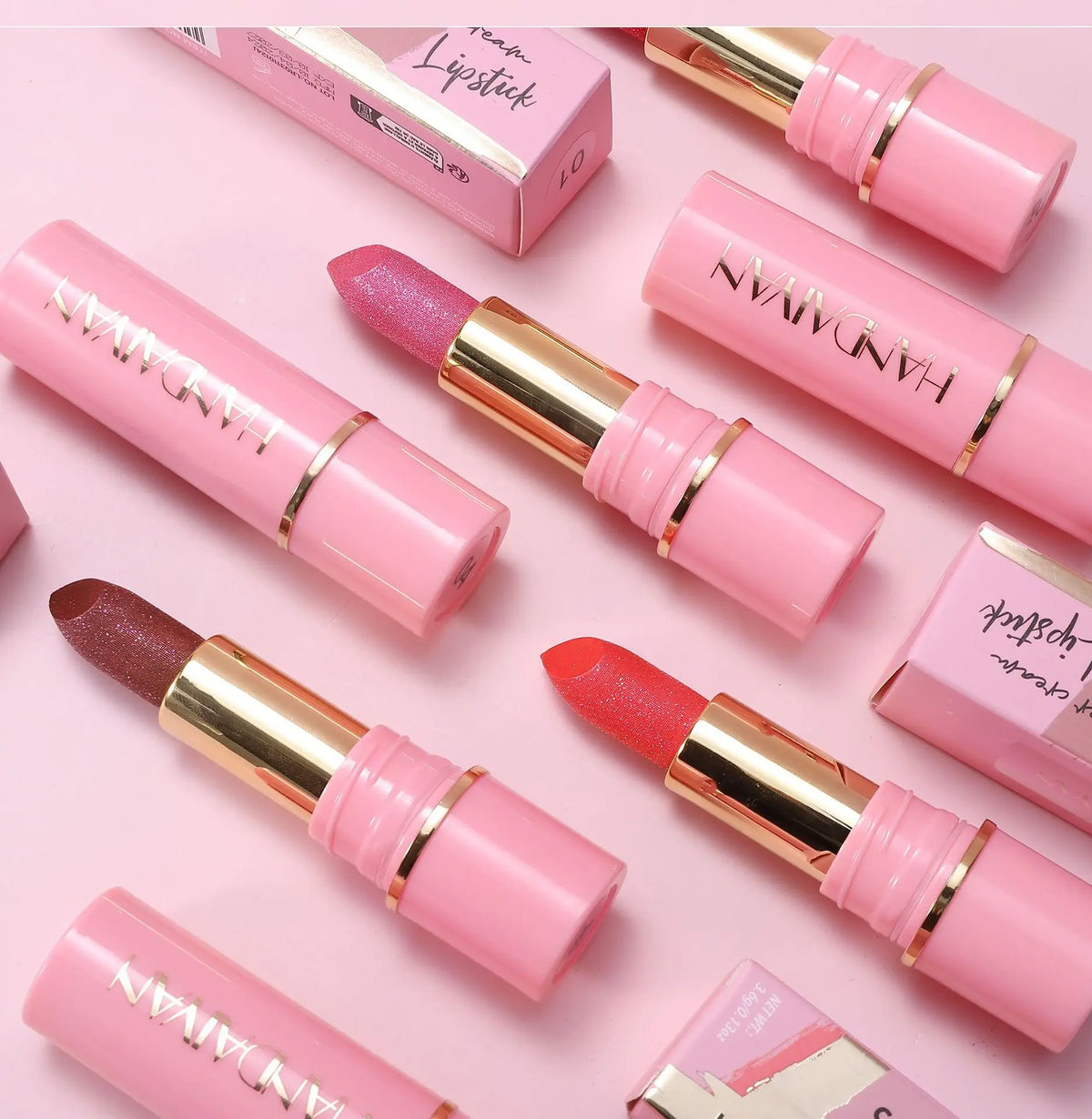 8 Colors Glitter Diamond Lipstick Long-Lasting Pink Brown Pearlescent Metallic Purple Sparkling Lipstick Makeup Cosmetic