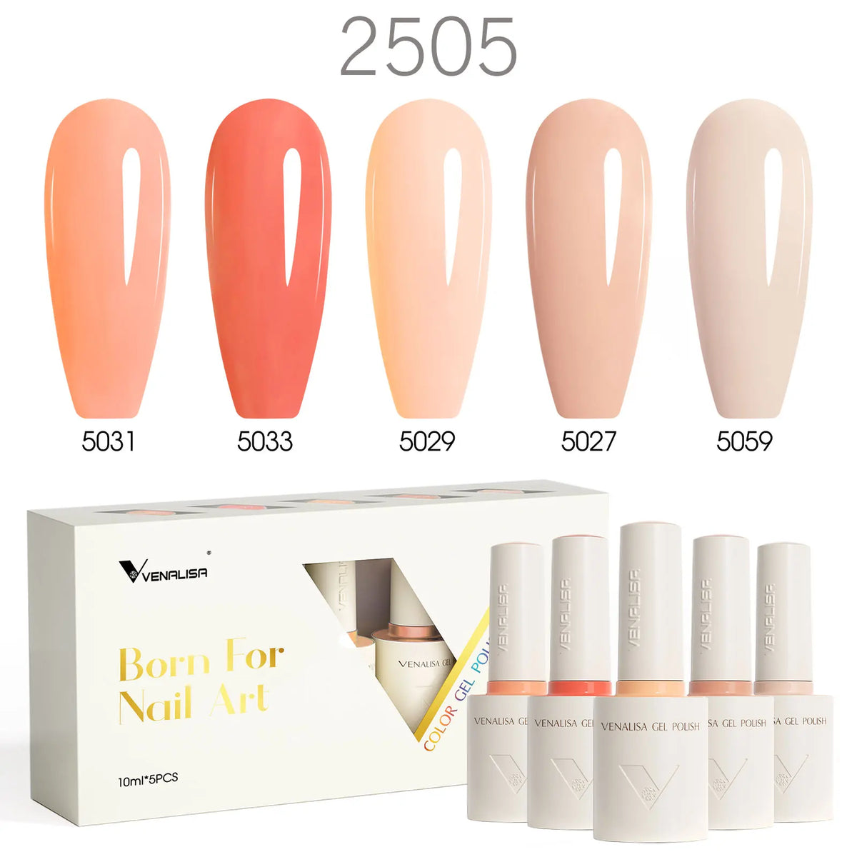 1/2/5pc 10ml VENALISA Nail Gel Polish High Quality Round Brush Soft Consistency Selfleveling  Gorgeous Color Collection Varnish