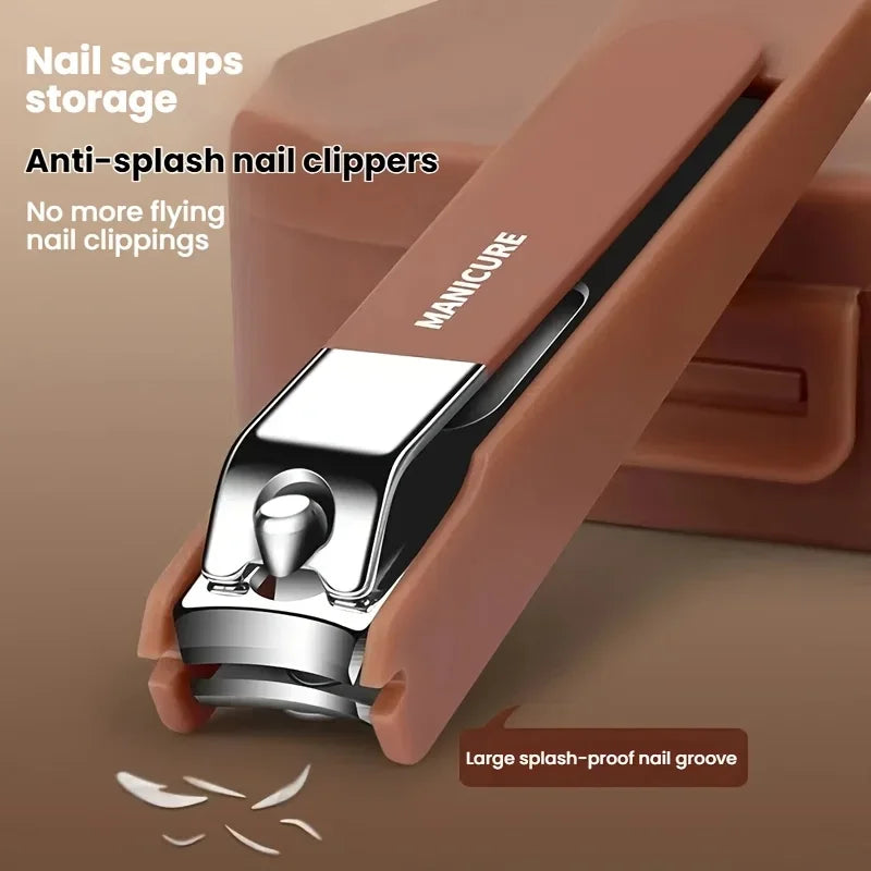 Anti-Splash Nail Clipper Set 8 Pcs Stainless Steel Manicure Pedicure Kit Portable Nail Tools with Storage Case for Men Women