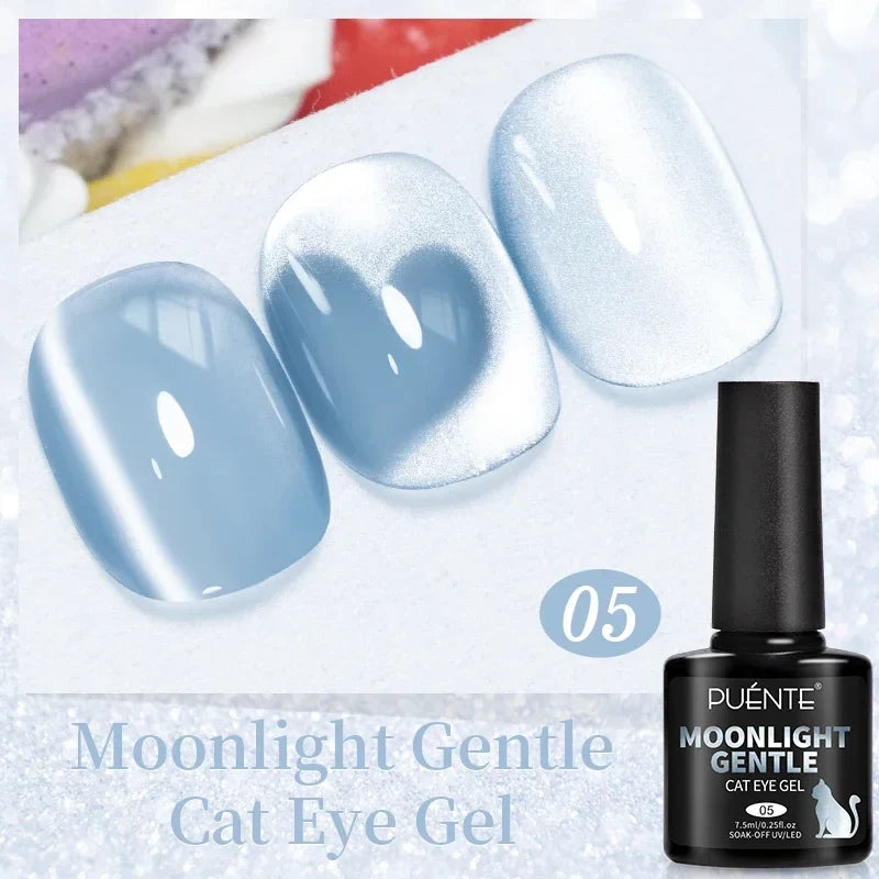 7.5ML Aurora Starlit Cat Eye Gel Nail Polish Rainbow Glitter Galaxy Cat Magnetic Nail Art Gel Soak Off UV Semi-Permanent Varnish