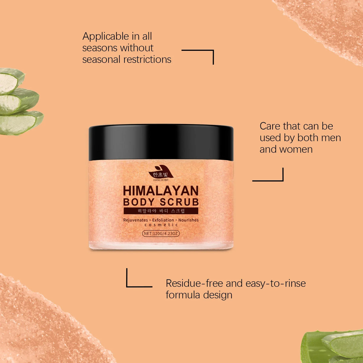 Himalayan Salt Body Scrub: Exfoliates Dead Skin Cells, Cleanses Skin, and Leaves Skin Hydrated & Silky-Smooth