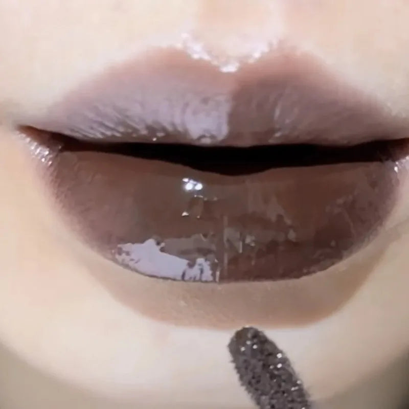 Black Gothic Lip Gloss Mirror Moist Matte Gothic Pure Black Silver Fine Flash Lip Glazed Low Saturation Lasting Lip Tint Makeup