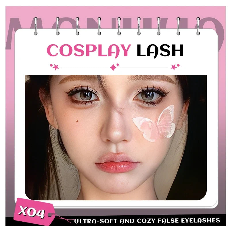 DINGSEN 5 Pairs Manga Lashes Cosplay Fake Eyelashes Strip Lash Soft Natural Look Fox Eye Korean Manhua Makeup False Eyelashes