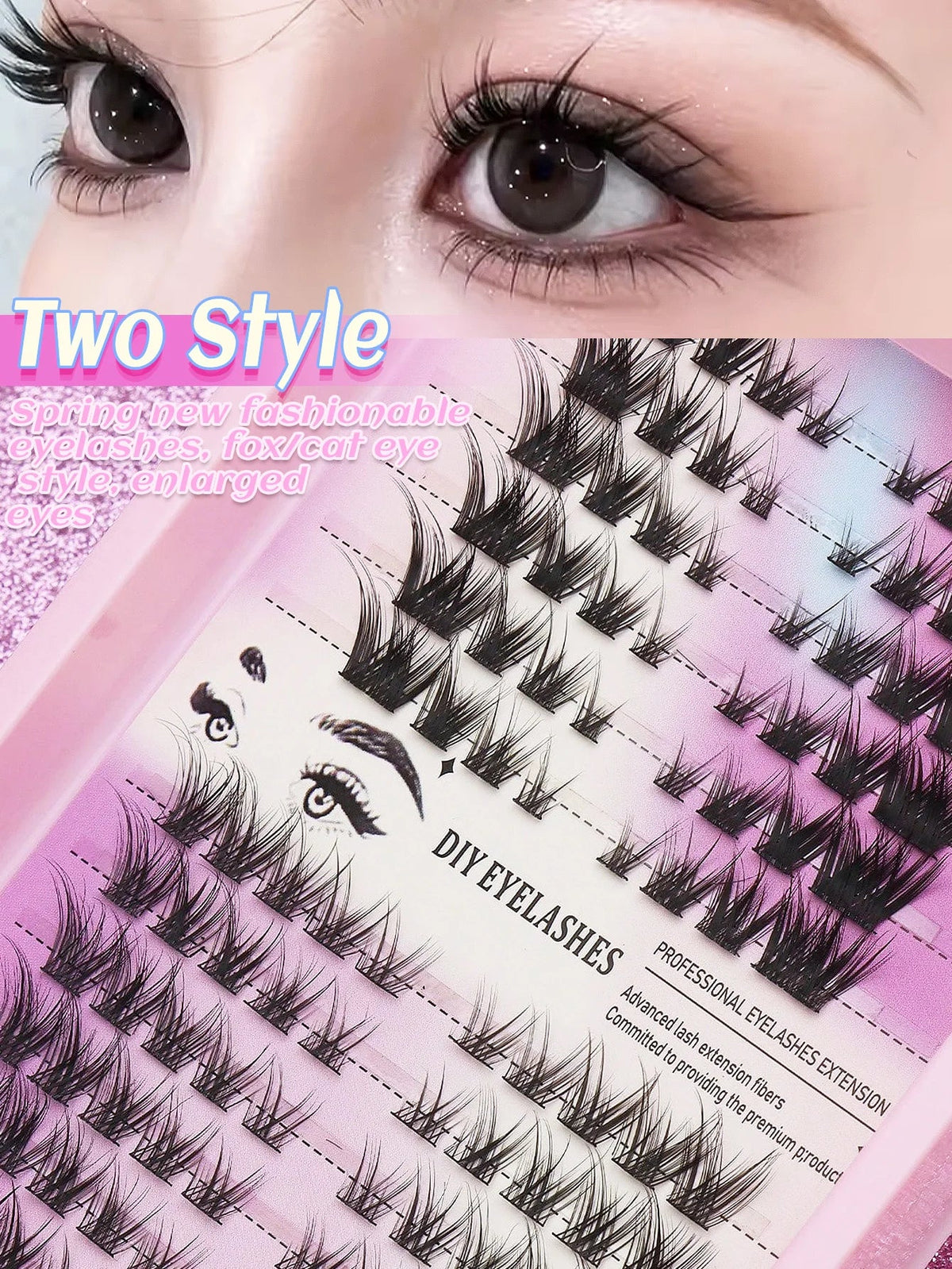 Ayr 80PCS C Curl Brown Style Eyelash Extension Winged Individual Lashes Natural Segmented Eyelash Bundles Makeup Tools