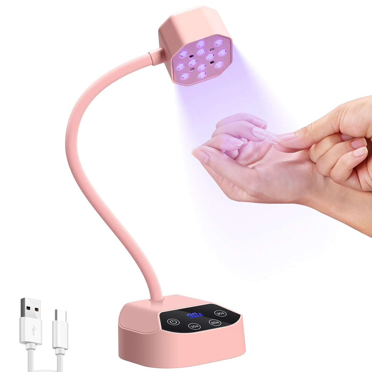 DianaBeauty UV Led Nail Lamp Desktop Rechargeable Nail Dryer with 4 Timer Settings and Auto Sensor Portable UV Light for Nails