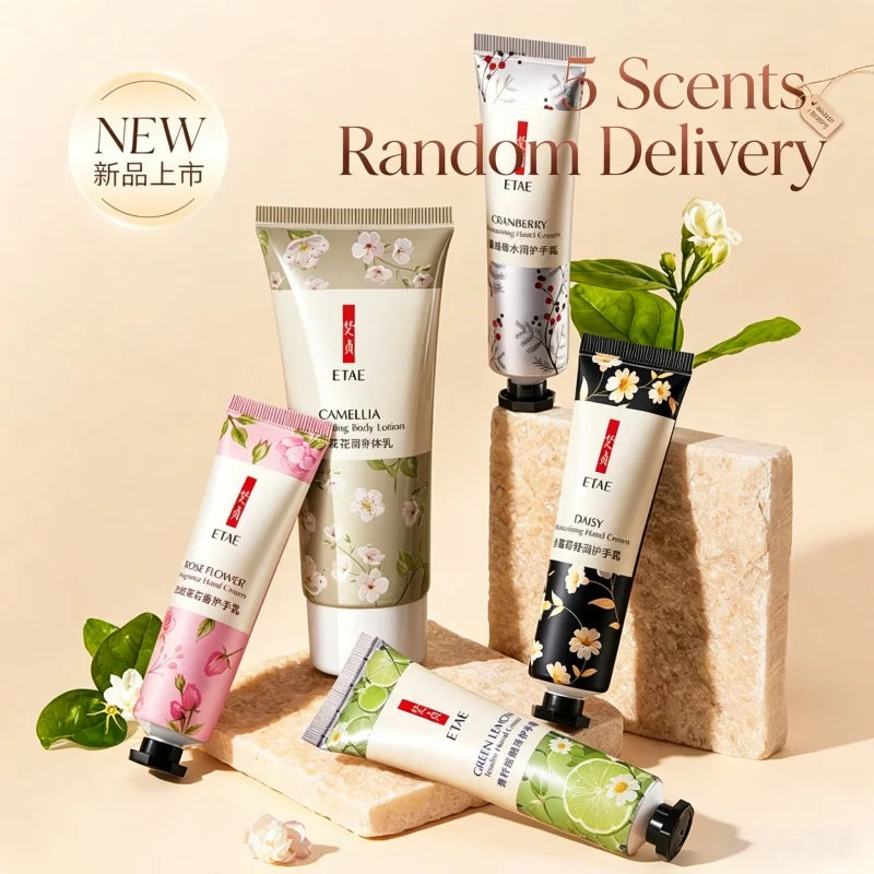 Floral and Fruit Essence Fragrance Moisturizing Hand Cream, Gift Box Set with Body Lotion, Compact Portable Fragrance Hand Cream, Easy to Apply Daily for a Fresh Scent, Long-Lasting Fragrance Without Being Overpowering, Full