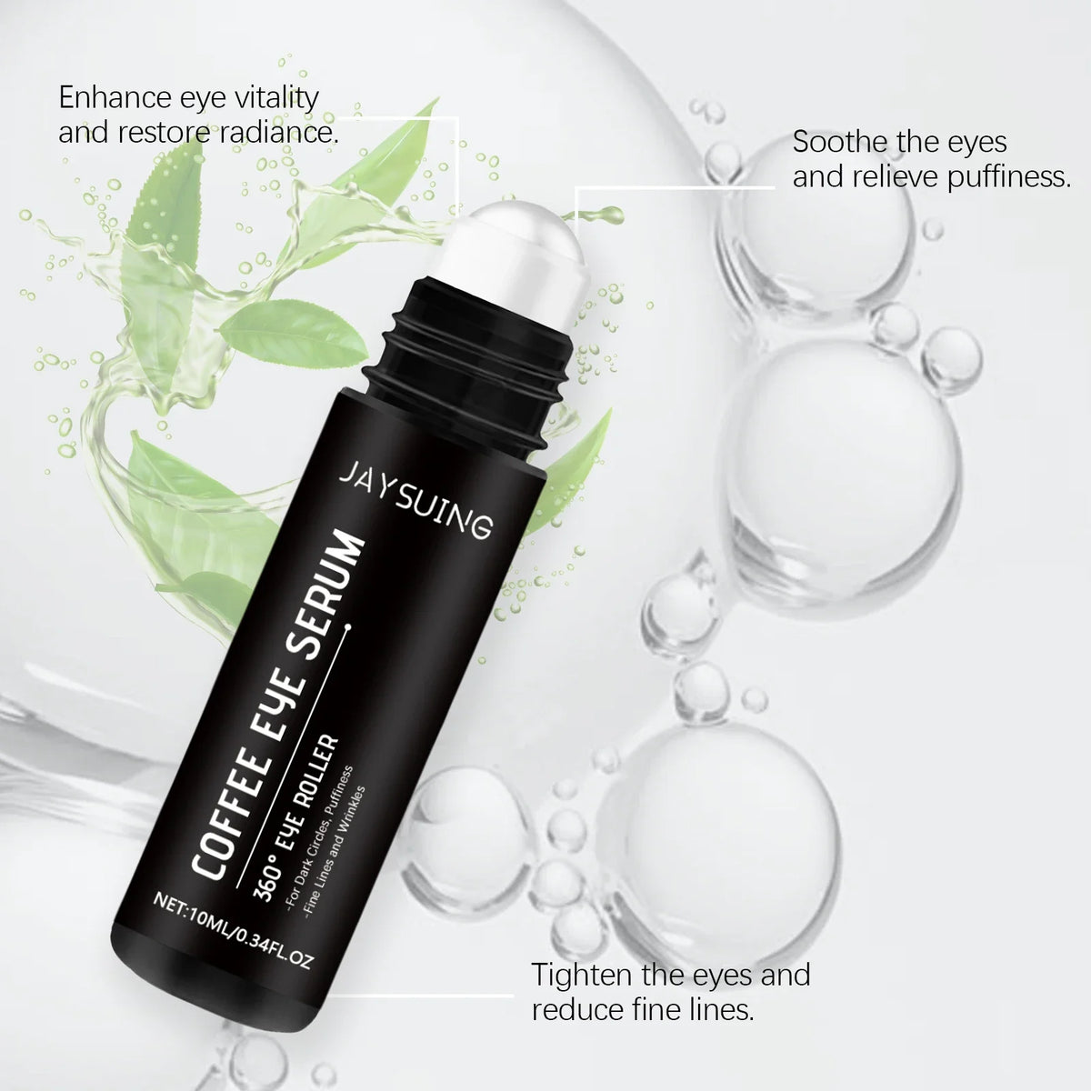 Coffee Eye Roll-On Serum - 10ml Depuff & Reduce Puffiness, Brighten & Nourish, Cooling Massage For Under-Eye Care