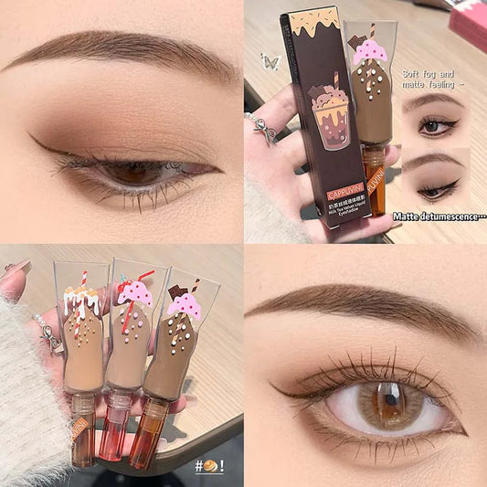 Cappuvini Velvet Liquid Eyeshadow - Muted Milk Tea Brown, Soft Matte Finish, Buildable Neutral Eyeshadow Stick for Everyday Make