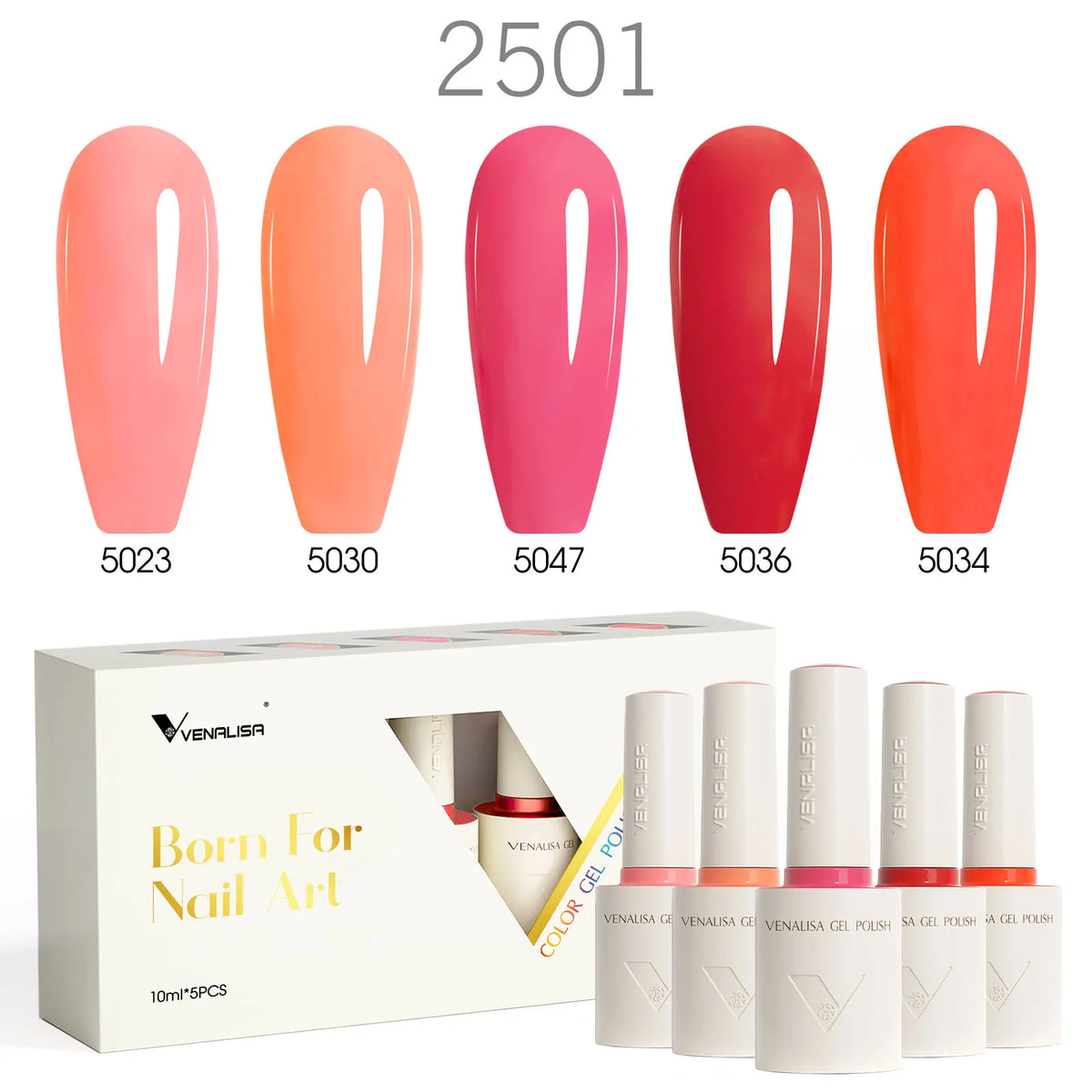 1/2/5pc 10ml VENALISA Nail Gel Polish High Quality Round Brush Soft Consistency Selfleveling  Gorgeous Color Collection Varnish