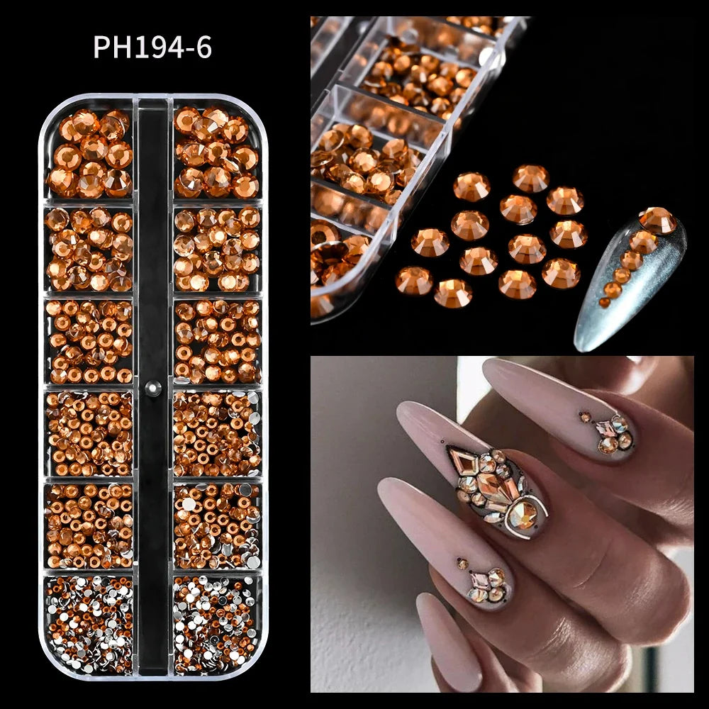 12 Grids Flatback Gold Silver Pearl Beads Nail Charms Round Caviar Ball For Nail Art Decorations 3D Nail Jewelry Rhinestones