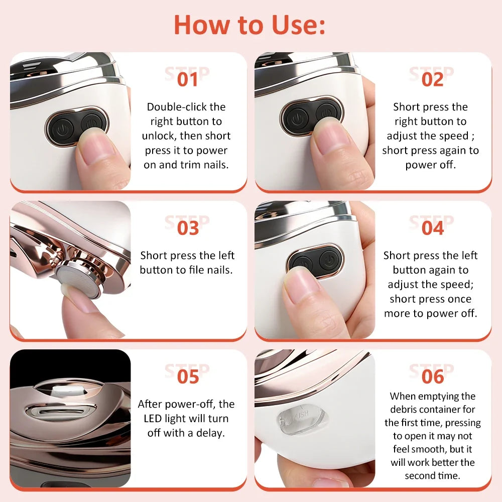 Electric Nail Clippers Automatic Trimmer Rechargeable for Adults Baby Safe Fingernail Toe Nail Cutter Portable Manicure Pedicure