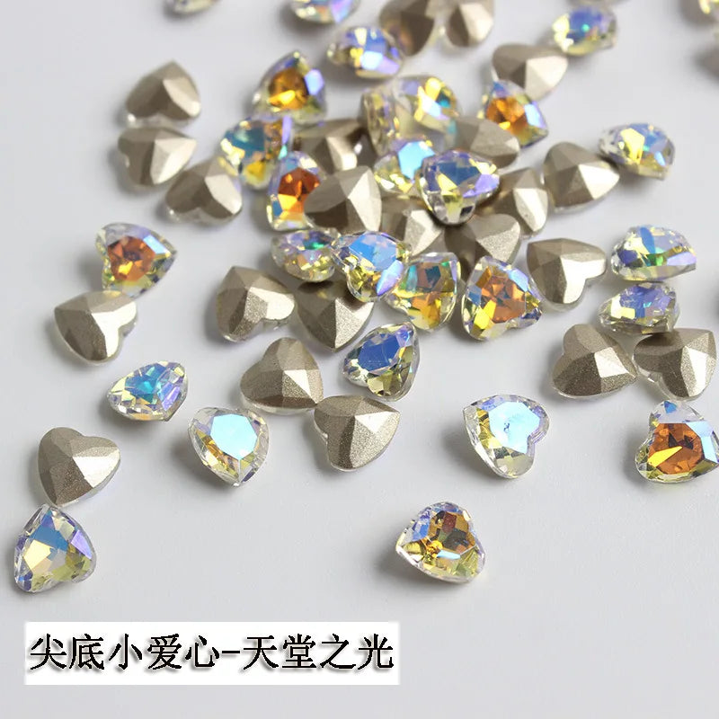 K9 100pcs 6mm Small Heart DIY for phone shell,Nail,Bag,Clothes 3D Diamond Stone Decoration Glitter Manicure Jewelry Accessories