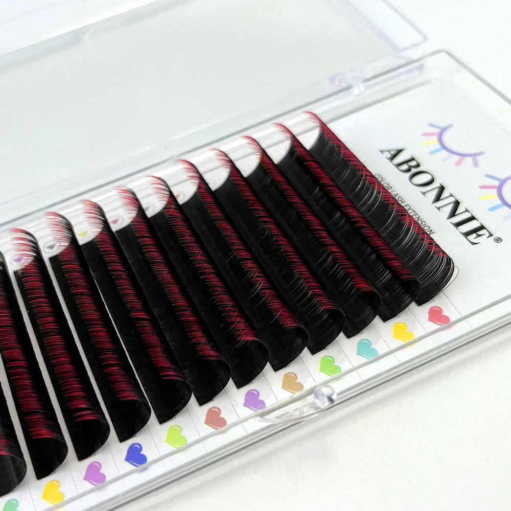ABONNIE Burgundy Lashes Wine Red Colored Classic Eyelash Extensions Ombre Colorful Lashes