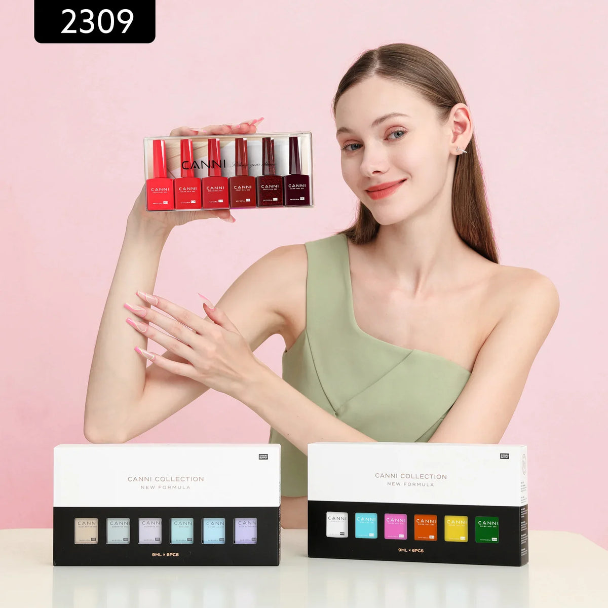6pcs/kit HEMA/TPO FREE CANNI CF1 Nail Gel Polish Set Jelly Color Builder Nail Gel In Bottle UV Construction Semi Permanent Gel