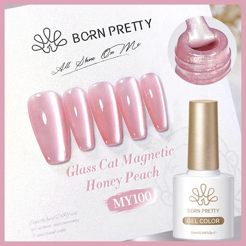 BORN PRETTY Gold Pink Cat Magnetic Gel Polish 10ml Water Light Spaking Glitter  Soak Off UV Semi Permanent Varnish Manicure