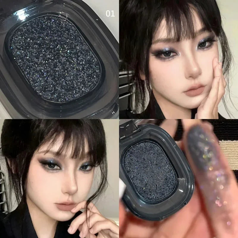 Glitter Punk Smoky Black Eyeshadow Makeup Palette Metallic Dark Silver Eye Shadow Highlighter Pearl Brown Eyes Pigments Cosmetic