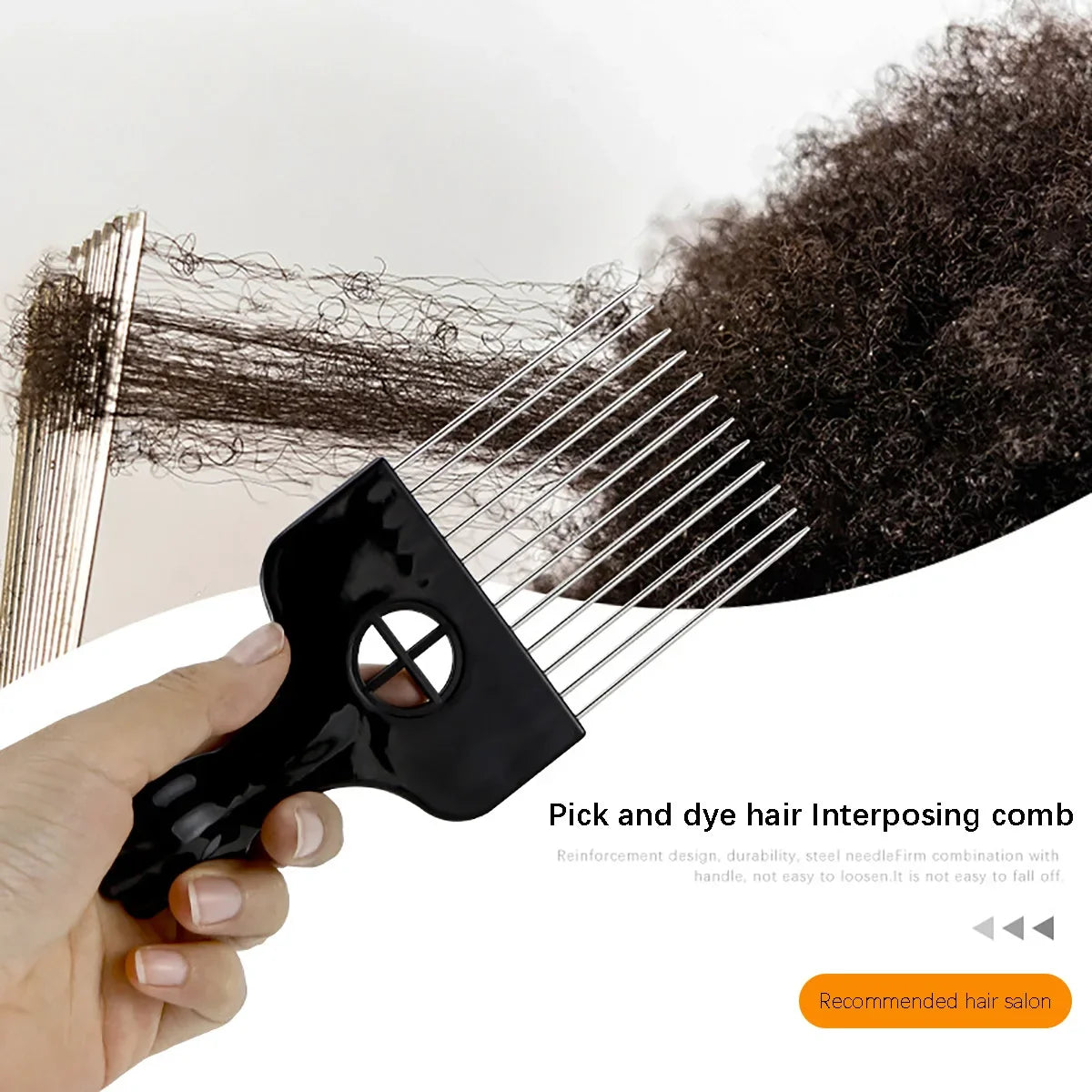 African Comb, Equipped with Long Steel Needles and ABS Handle, Suitable for Unwinding Curls and African Hair Styling