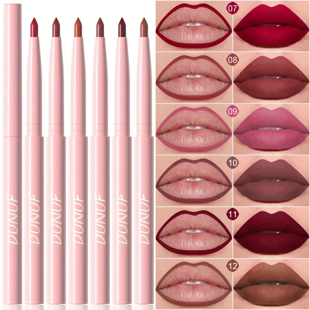 12PCS Matte Lipliner Waterproof, Durable, Easy To Color, Not Easy To Take Off Makeup, Lip Makeup Suitable For Girls' Holiday Gif