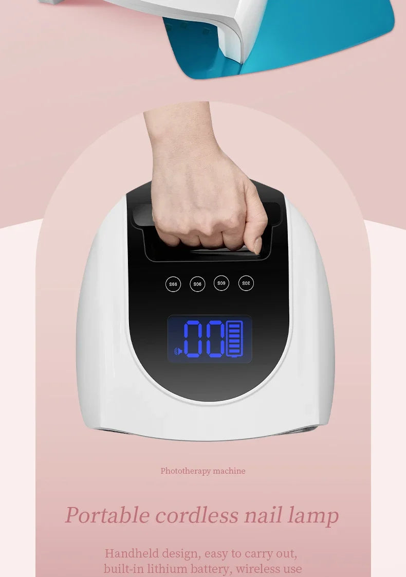 96W Magnetic Removable Bottom Nail Lamp Wireless Gel Polish Dryer Manicure Machine UV LED Light for Nail Portable Nail Lamp