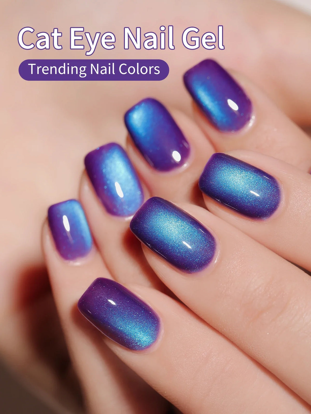 6pcs Cat Eye Nail Polish Gel 2025 New Style Blue Pink Cat Eye Nail Art Suitable for Women's Nail Salon Design