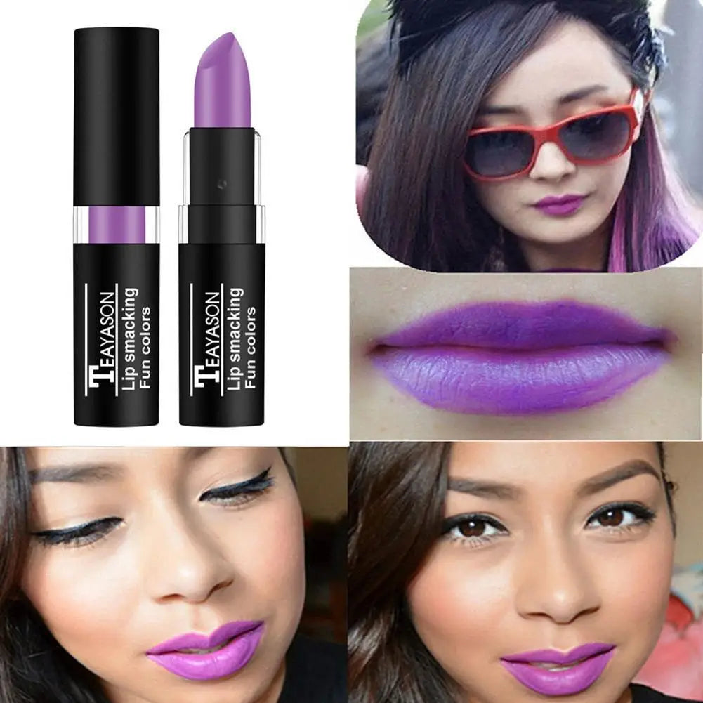 Hot Sale Waterproof Velvet Matte Black White Lipstick Lasting Pigment Green Purple Lipstick Christmas Halloween Party Lip Makeup