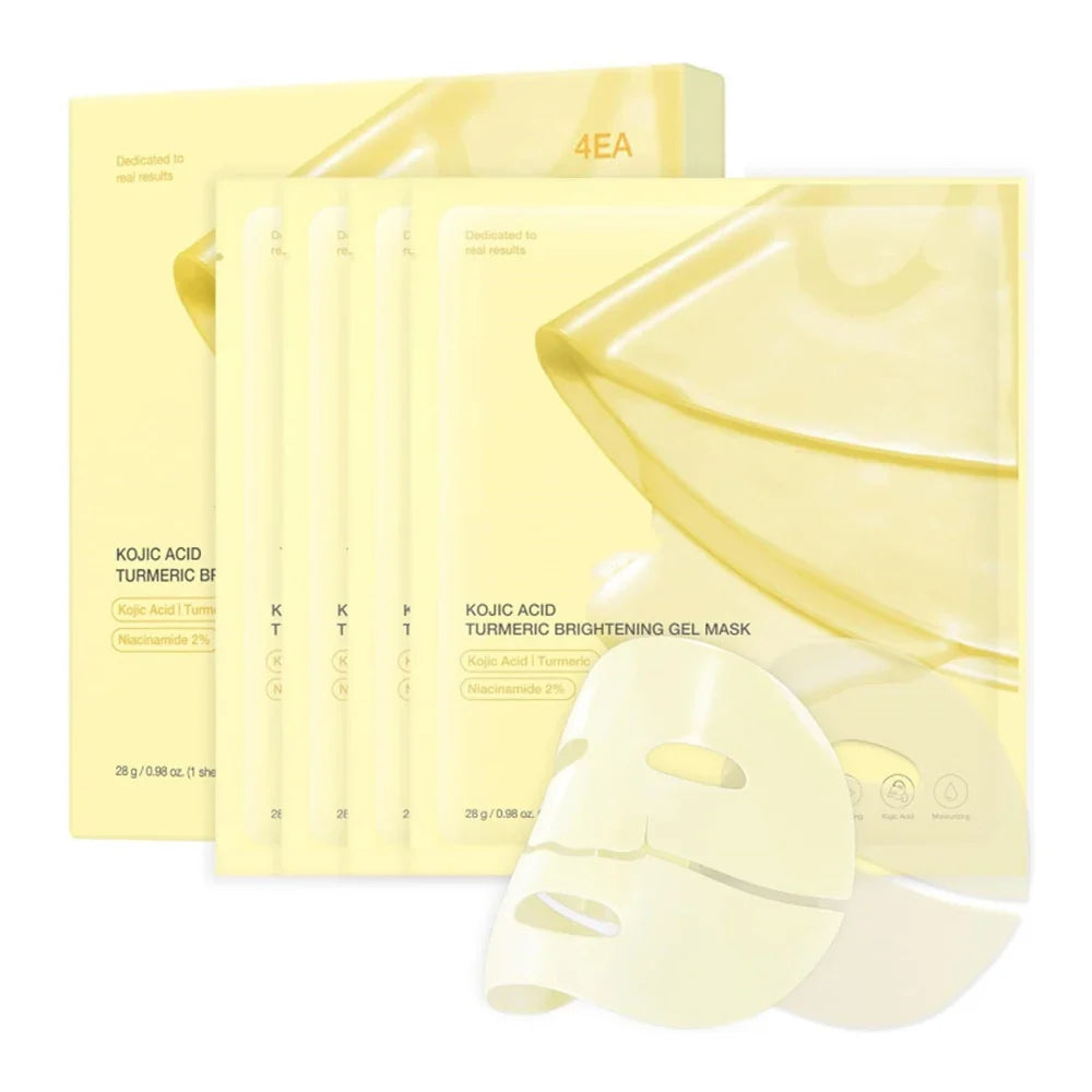 4pcs/Box Absorbable Kojic Acid Turmeric Brightening Gel Mask Collagen Moisturizing Facial Mask Retinol Anti Wrinke Firming Mask