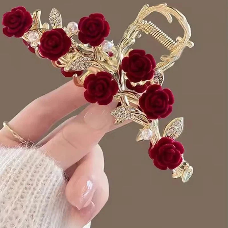 Fashion Antique Roses Hair Claw Clip for Women Stylish Hair Accessory