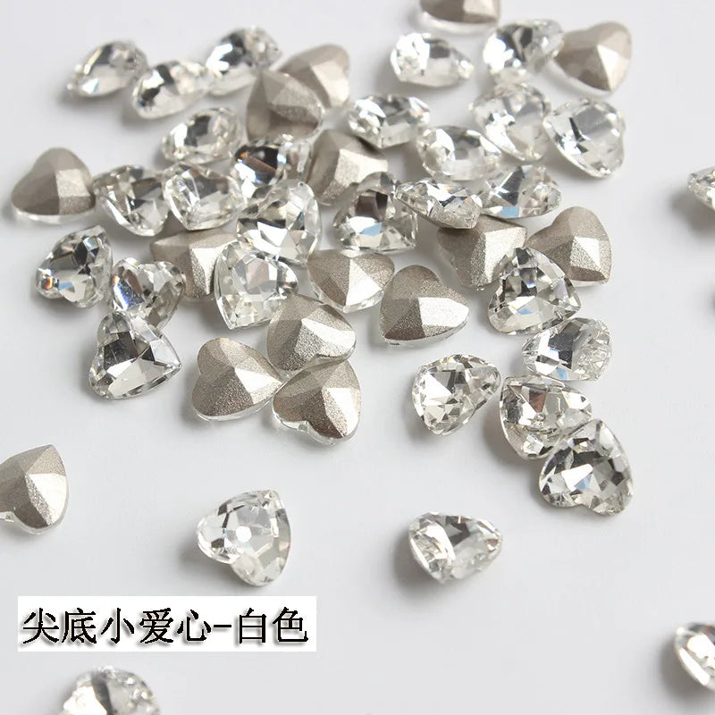 K9 100pcs 6mm Small Heart DIY for phone shell,Nail,Bag,Clothes 3D Diamond Stone Decoration Glitter Manicure Jewelry Accessories