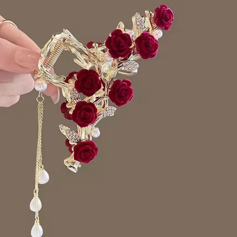 Fashion Antique Roses Hair Claw Clip for Women Stylish Hair Accessory