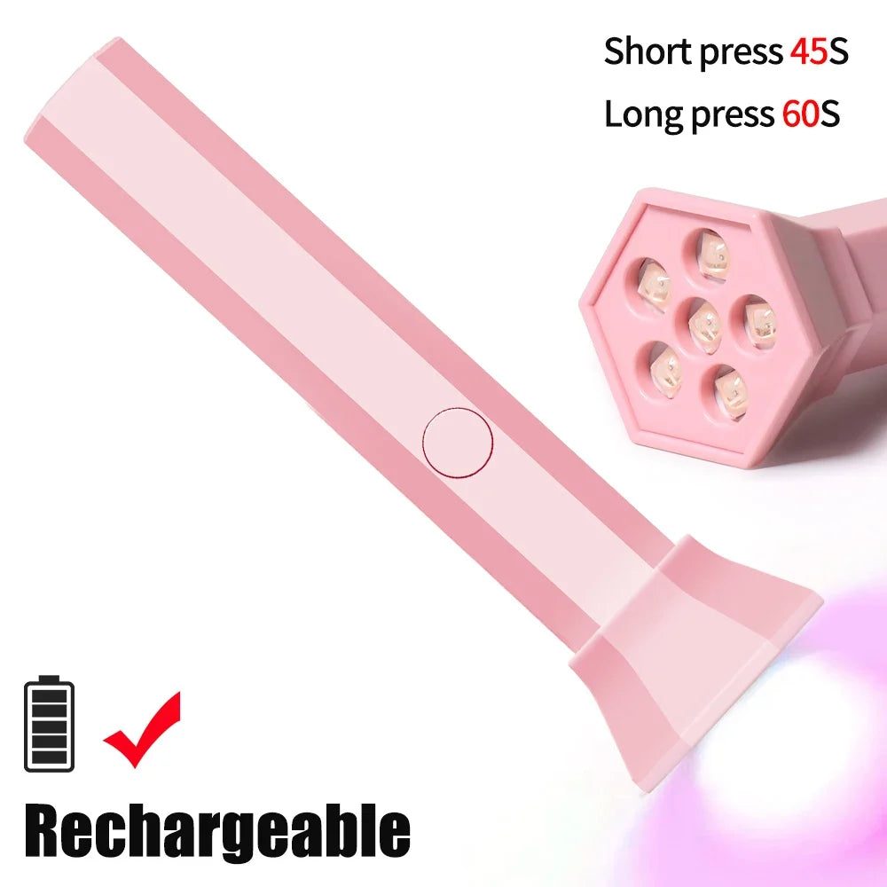 Handheld UV Light for Gel Nails Mini UV Light for Gel Nails Cordless Rechargeable Mini Nail Lamp for Fast Curing Ge
