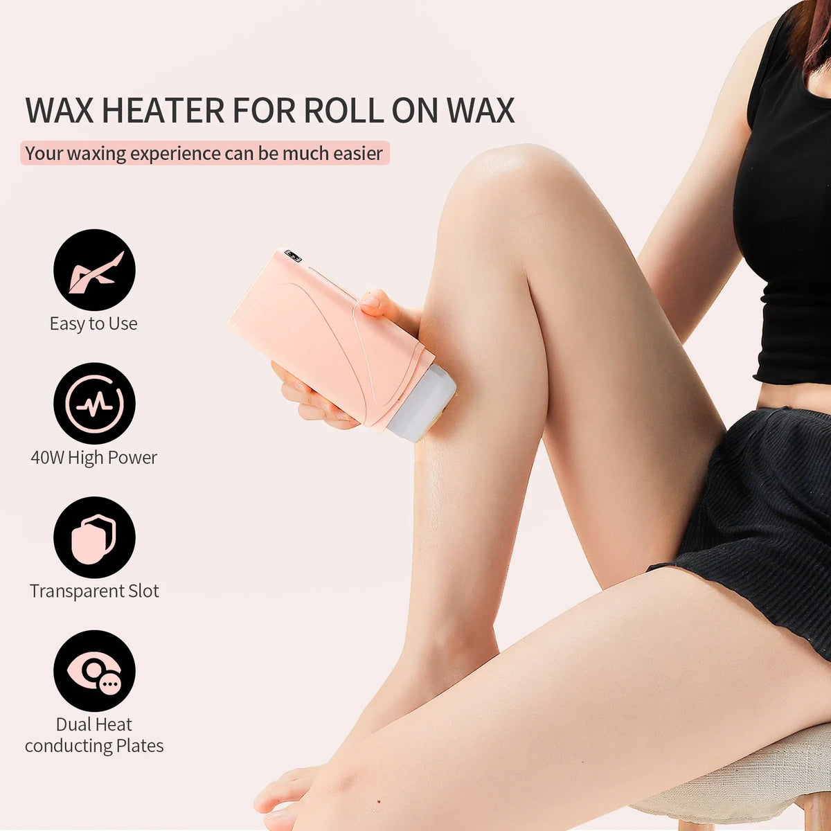 Foreverlily Portable Wax Roller Machine Electric Wax Warmer Depilatory Wax Heater Waxing Leg Warmer Hair Removal Roll On Wax