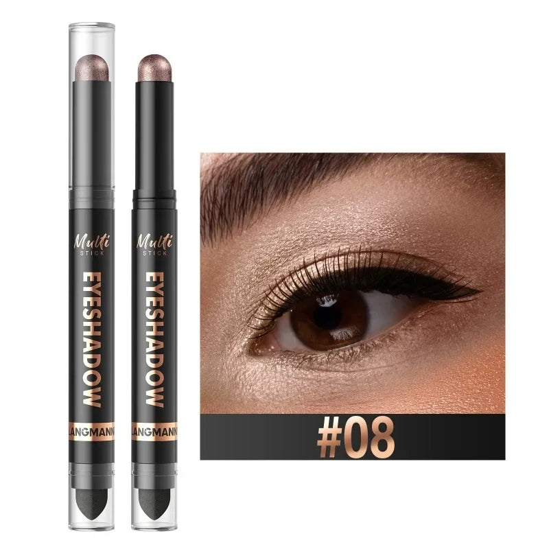 1PC Glitter Brown Eyeshadow Pen Smoky Eyes Makeup Long Lasting Shimmer Matte Lying Silkworm Eyeshadow Pencil Highlighter Stick