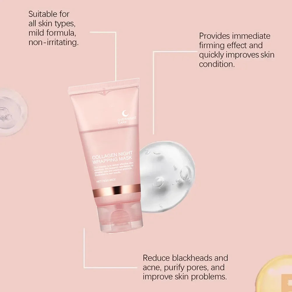 Collagen Peel-off Mask Night Wrapping Facial Mask Deeply Moisturizing Hydrating Firming Skin Facial Mask Daily Face Skin Care
