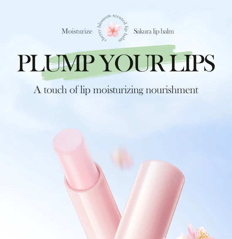 1/2/3pcs BIOAQUA Sakura Lipstick Cherry Blossom Moisturizing Lip Balm Nourishing Brightening Hydrating Lips Skin Care