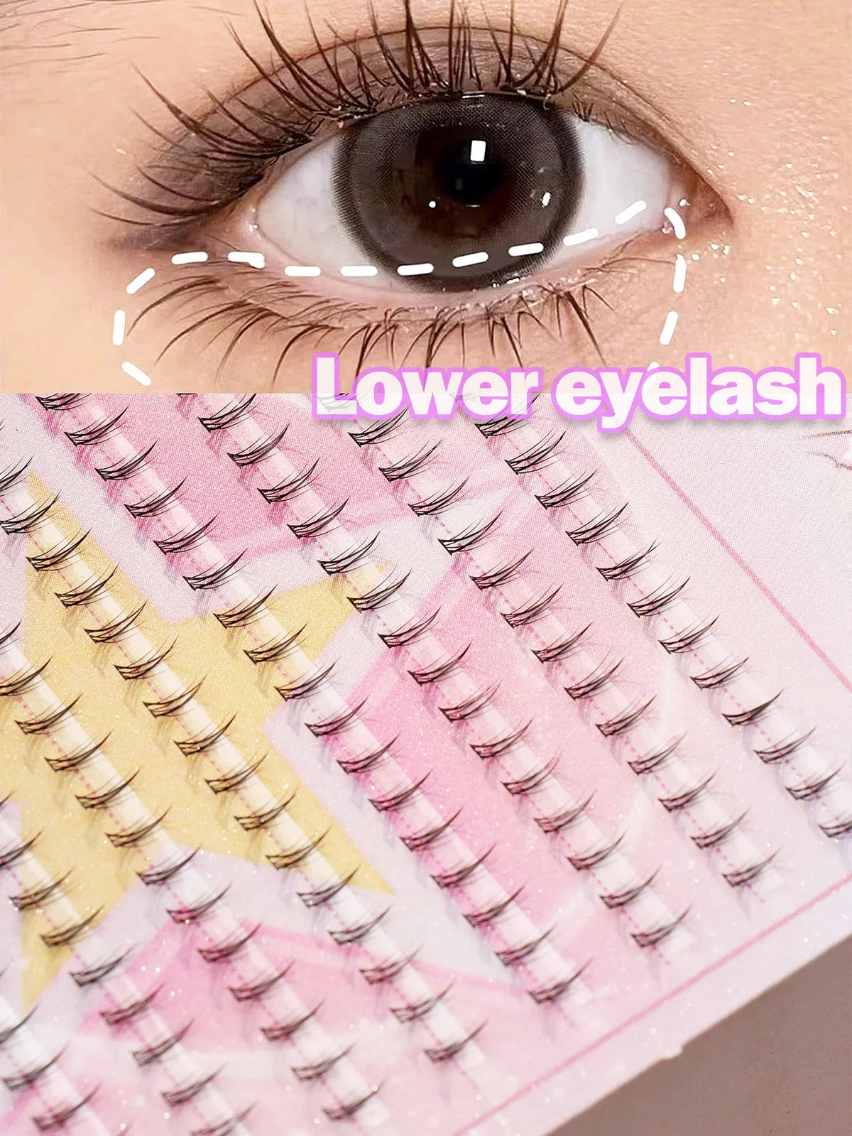 Ayr 80PCS C Curl Brown Style Eyelash Extension Winged Individual Lashes Natural Segmented Eyelash Bundles Makeup Tools