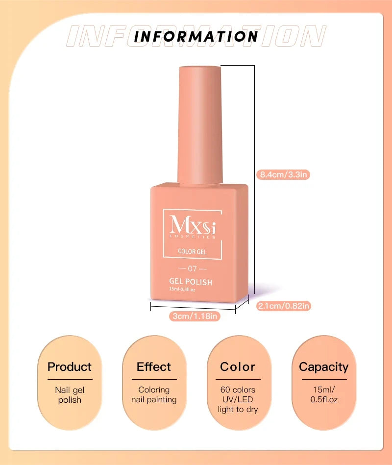CC8 Mxsi 15ml Nail Gel Polish HEMA FREE Summer Nails Color It Once Soak Off UV LED Semi Permanent  Nail Art Manicure Varnishes
