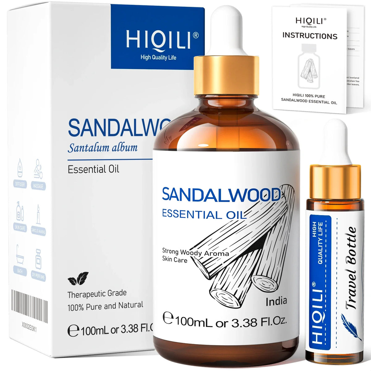 HIQILI 100% Pure Lavender Essential Oil 100ML Aromatherapy Diffuser Oil for Sleep Relaxation Diffuser Massage Skin Care