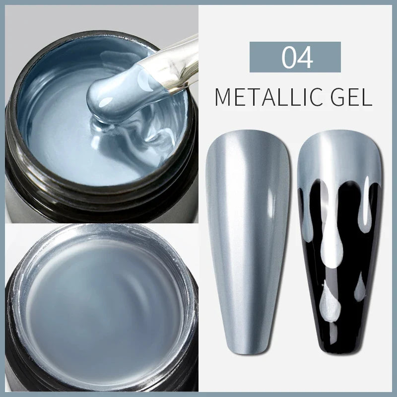 AWStorG 5ML Super Silver Metallic Gel Nail Polish Metal Effect Painting Gel Chromes Varnis Semi Permanent for Nail DIY