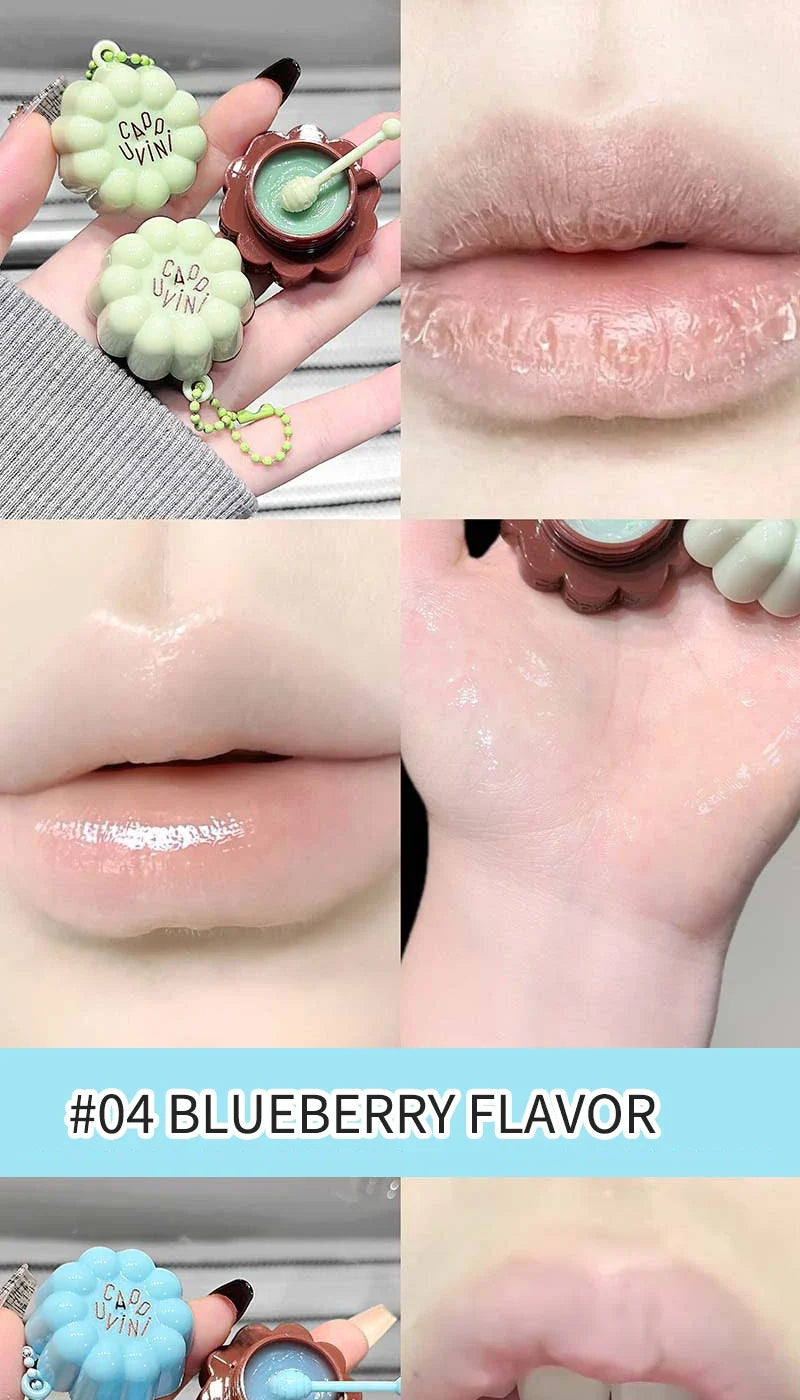 Cappuvini Macaron Fruit Flavor Lip Mask Deeply Hydrating Long-Lasting Moisturizing Soften Fine Lines Lip Care Lipstick Base