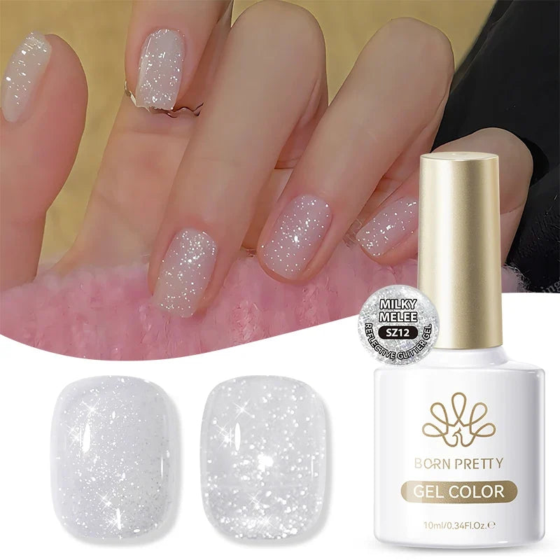 BORN PRETTY Gold Pink Cat Magnetic Gel Polish 10ml Water Light Spaking Glitter  Soak Off UV Semi Permanent Varnish Manicure