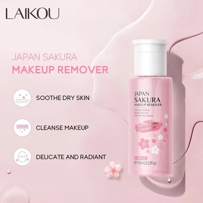 100ml Japan Sakura Makeup Remover Water Cherry Blossom Extract Deep Cleaning Face Pores Refreshing Gentle Moist Make up Remove