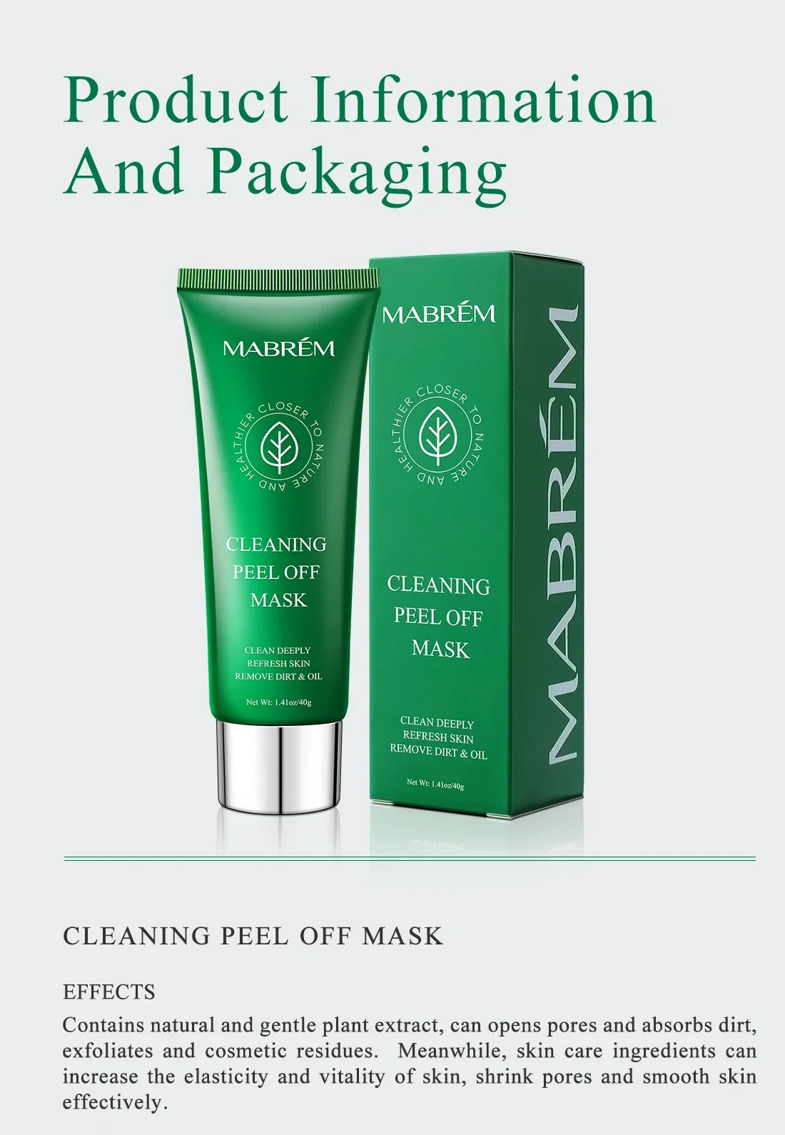 Cleaning Peel Off Mask 40g Natural Mild Deep Pore Cleansing Oil Control Remove Blackheads Dirt Refreshing Facial Skin Care Mask
